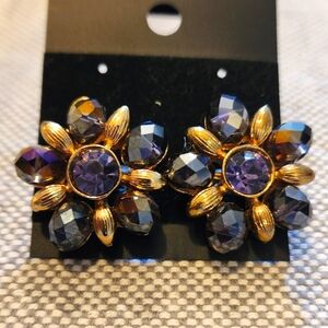 Amythyst Crystal Earrings Clip-on Napier